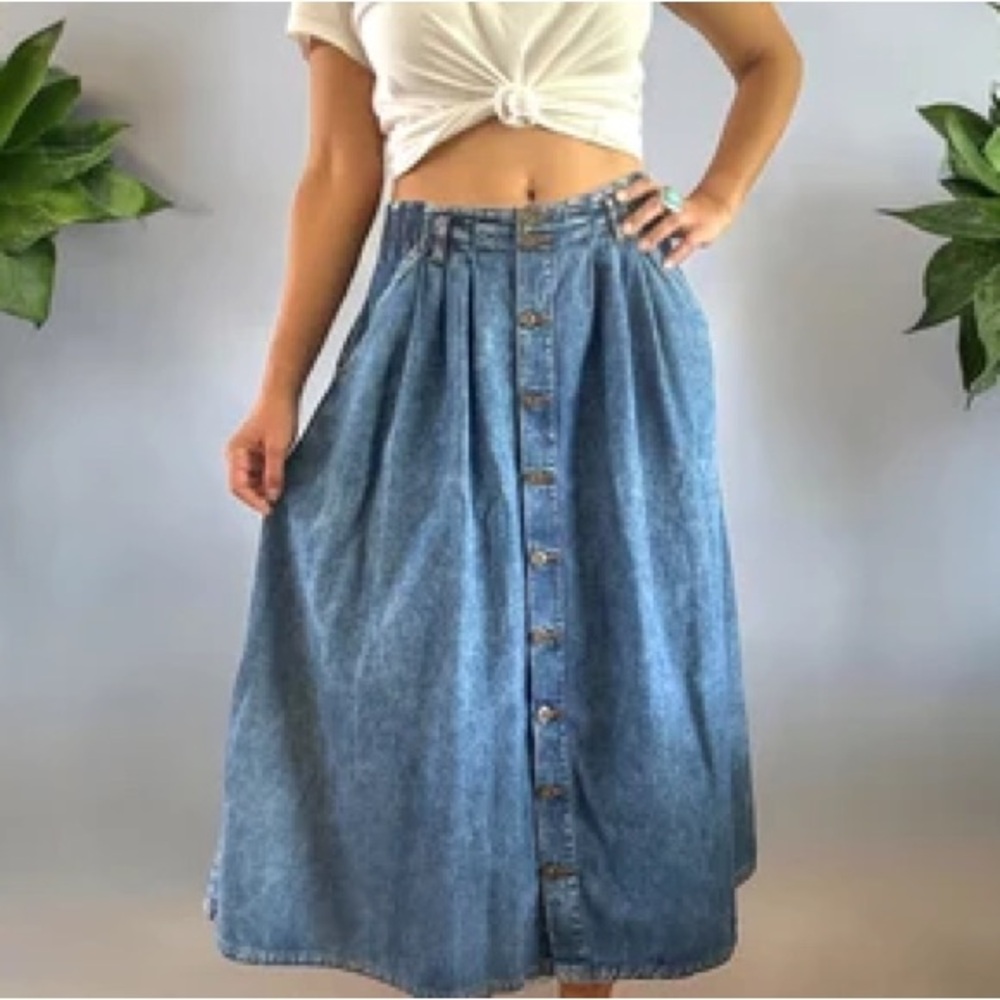 Vintage Denim Maxi Skirt